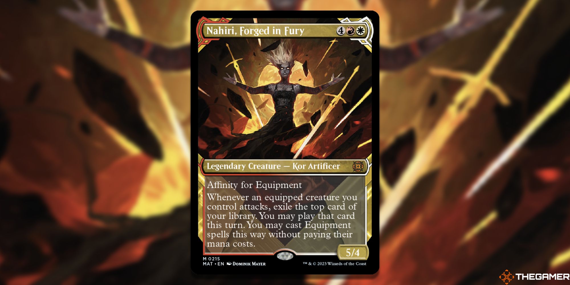 Image of the Nahiri, forged in fury  card in Magic: The Gathering, with art by Dominik Mayer