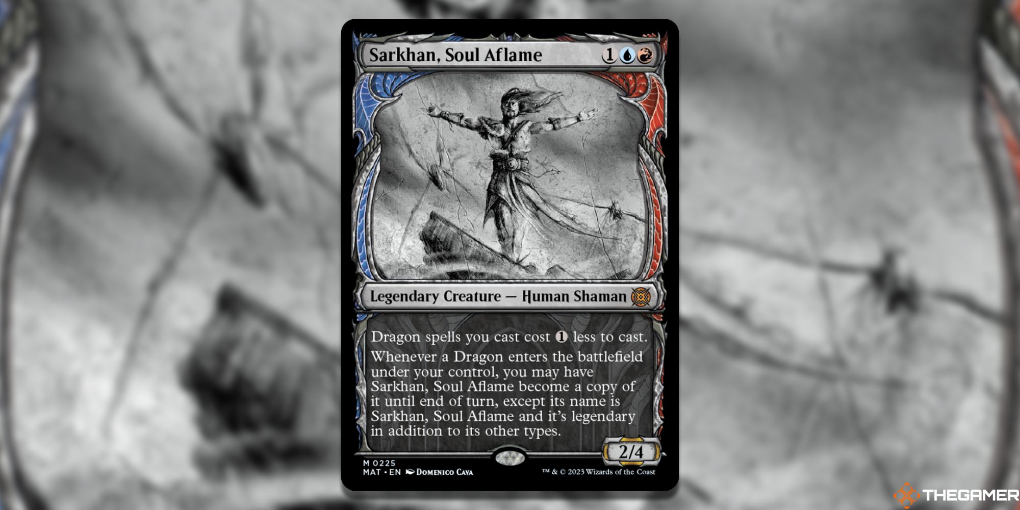 Image of the Sarkhan, Soul Aflame card in Magic: The Gathering, with art by Domenico Cava