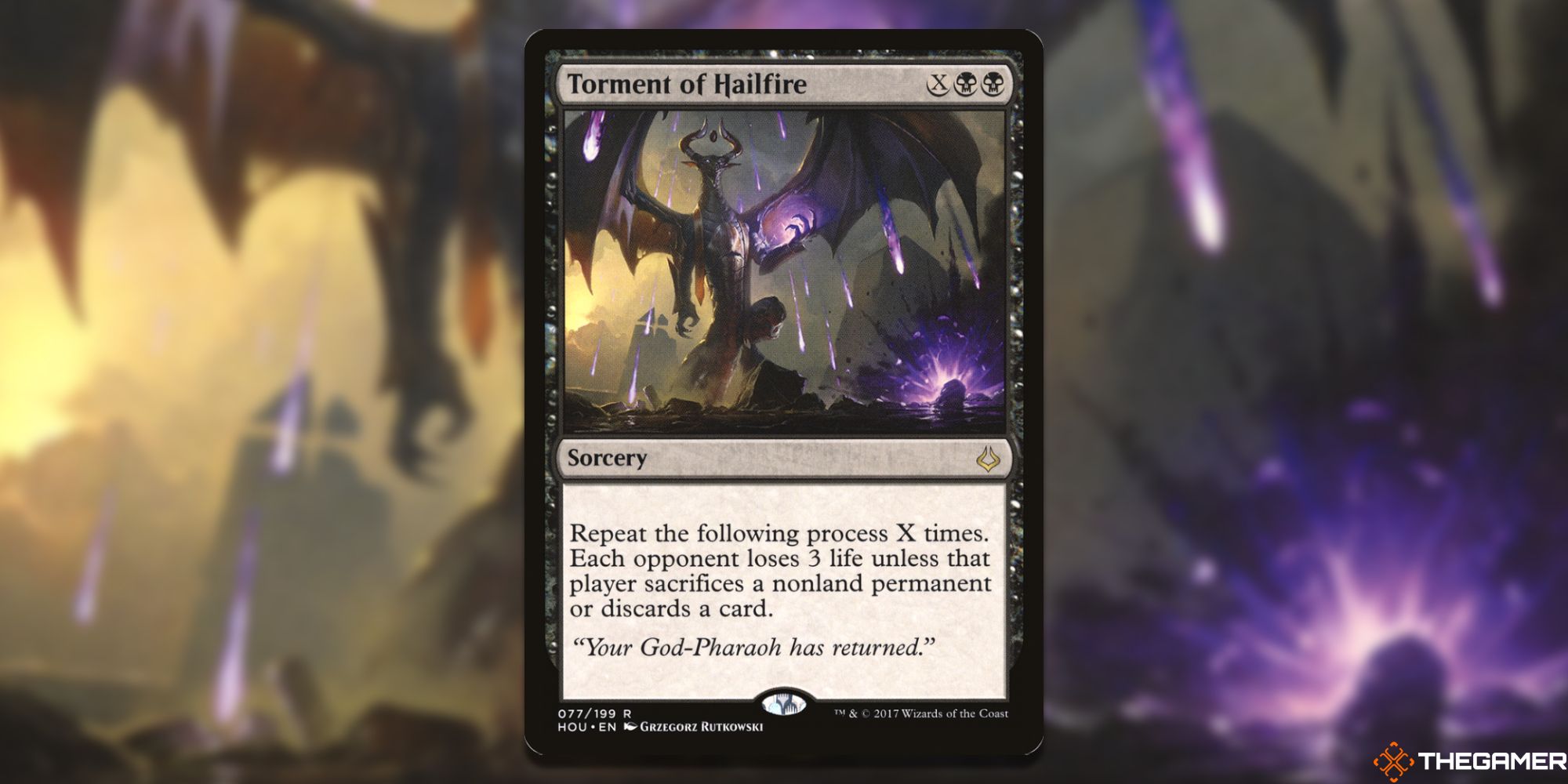 Image of the  Torment of Hailfire card in Magic: The Gathering, with art by Grzegorz Rutkowski