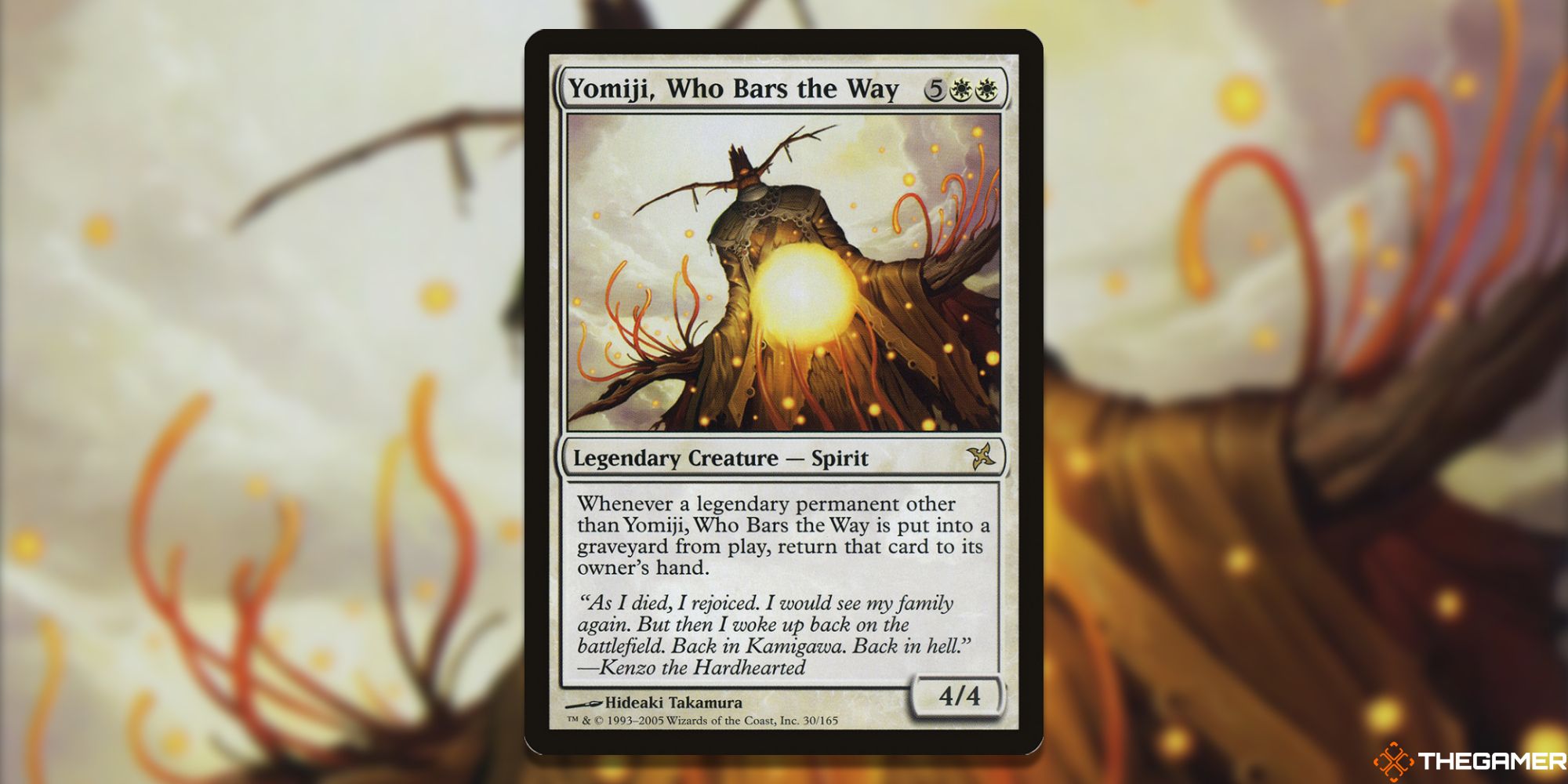 Image of the omiji, Who Bars The Way card in Magic: The Gathering, with art by Hideaki Takamura