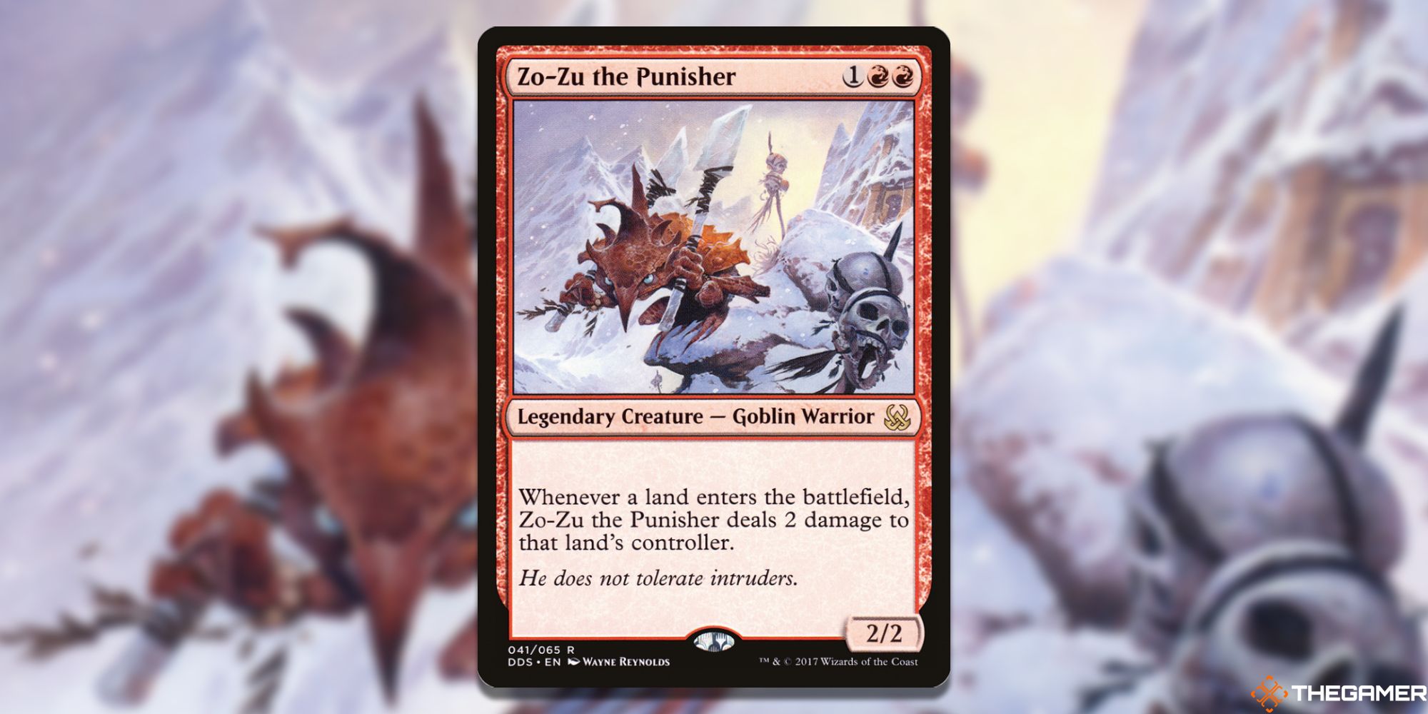 Image of the Zo-Zu the Punisher  card in Magic: The Gathering, with art by Wayne Reynolds