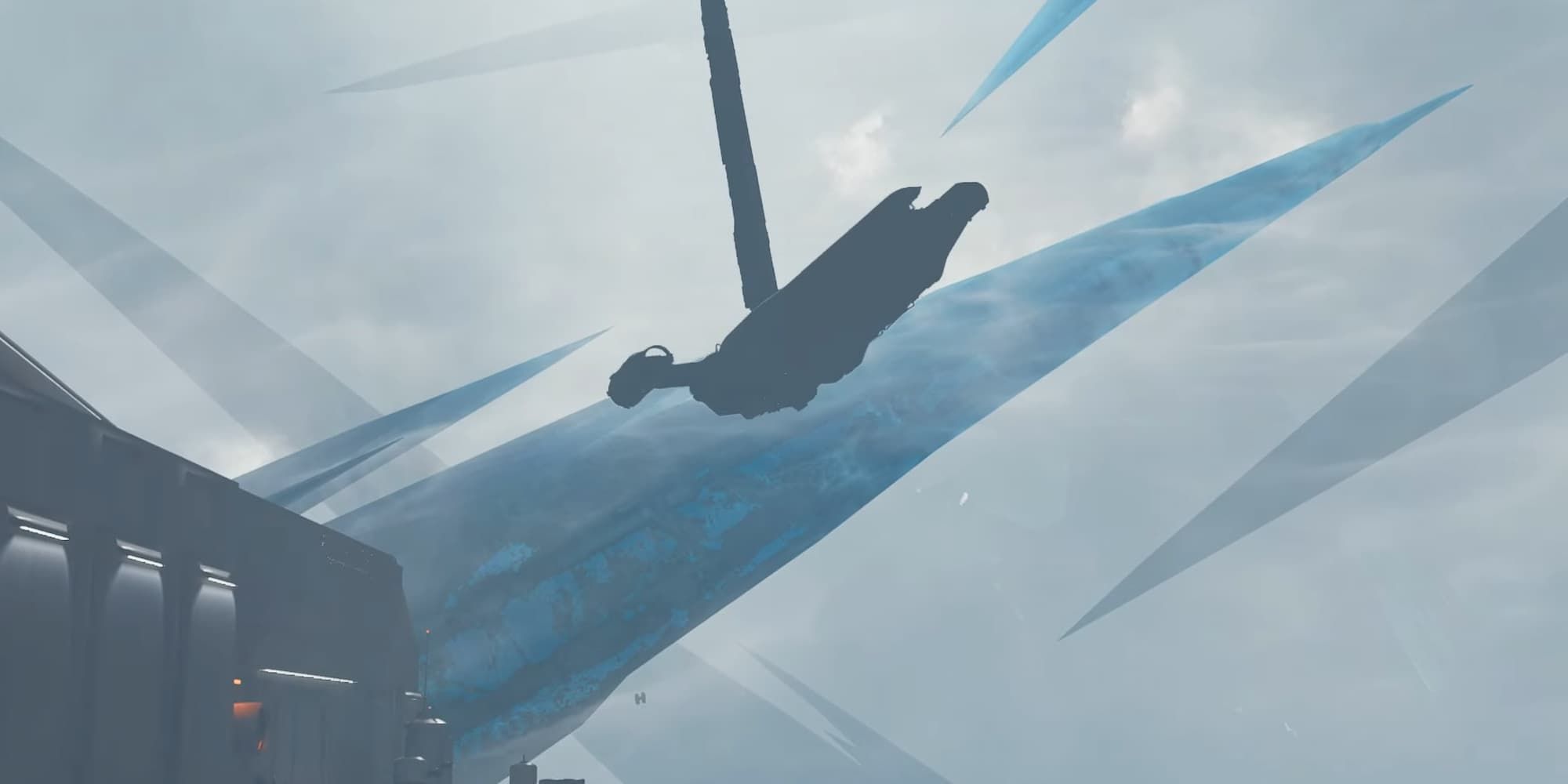 The Mantis comes in for a landing on the imperial base of Nova Garon in Star Wars Jedi: Survivor.