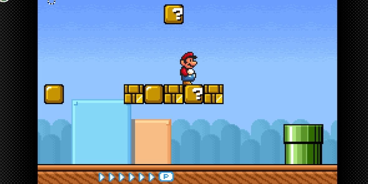 Playing a bonus level in Super Mario Advance 4.