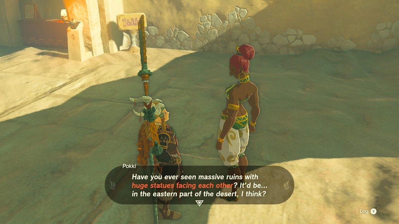 Pokki telling Link about the ruins in The Legend of Zelda Tears of the Kingdom