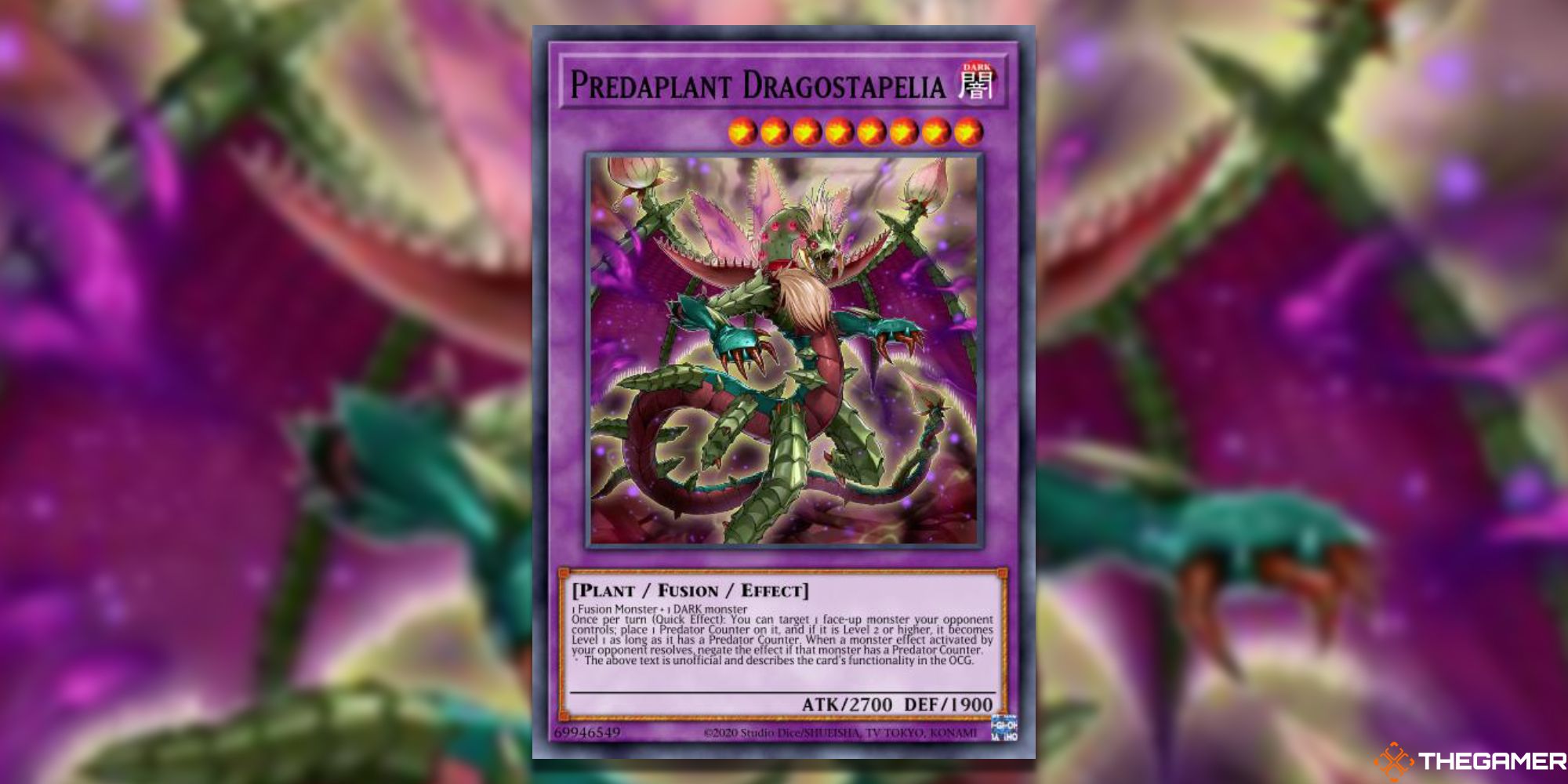 predaplant dragostapelia full card with gaussian blur yugioh tcg