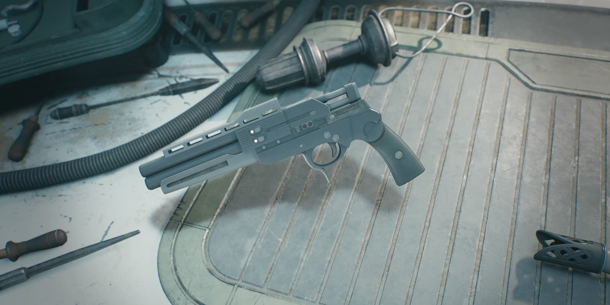 Cal's blaster is customized with the Quickdraw set in Star Wars Jedi: Survivor.