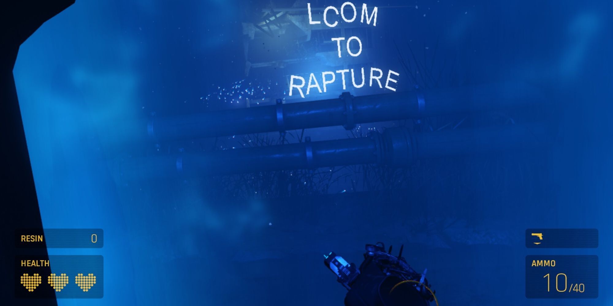 Half-Life: Alyx - Welcome to Rapture mod intro cutscene in the elevator showing the sign