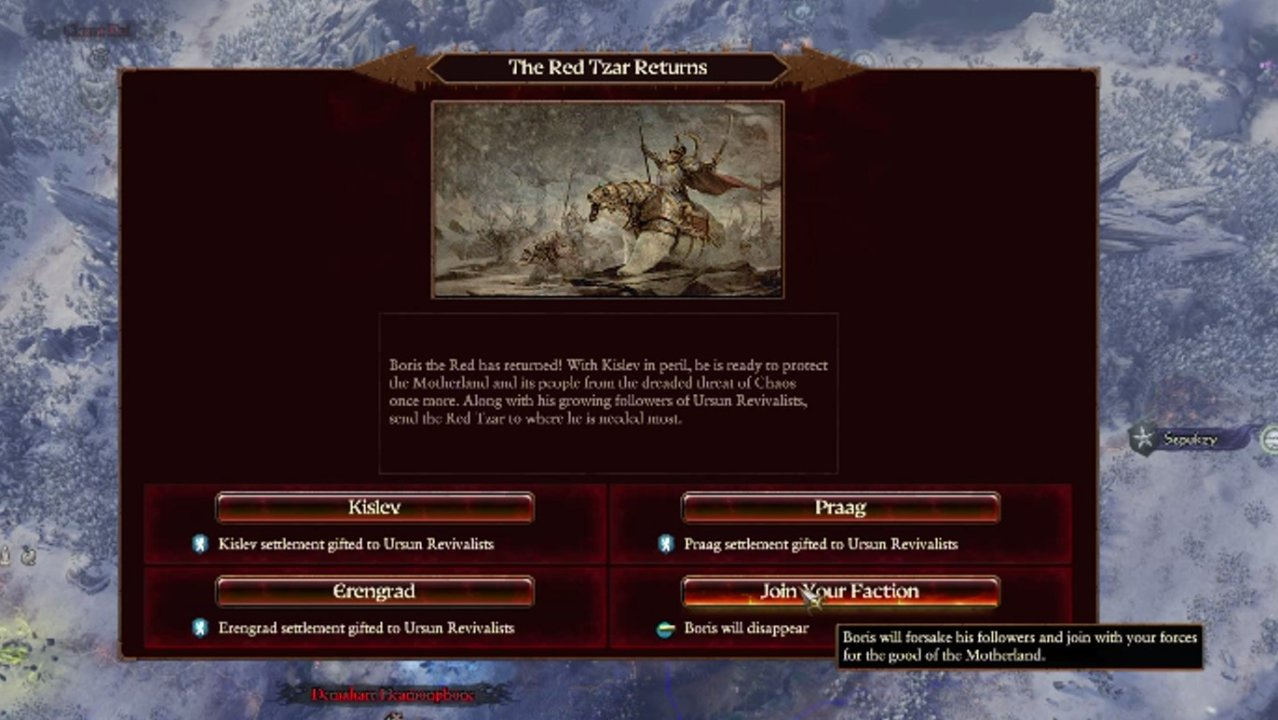 Total War: Warhammer 3 - The Reward Screen For Unlocking Boris Ursus