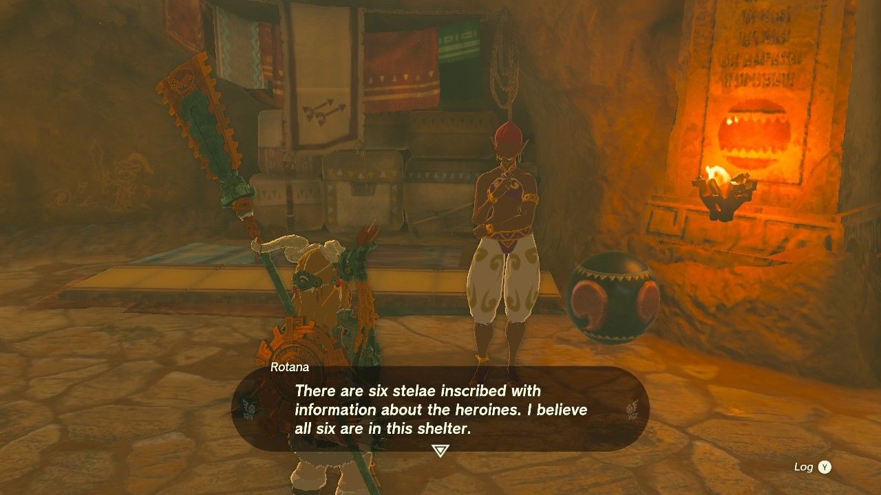 Rotana saying there are six stelae in the shelter in The Legend of Zelda Tears of the Kingdom
