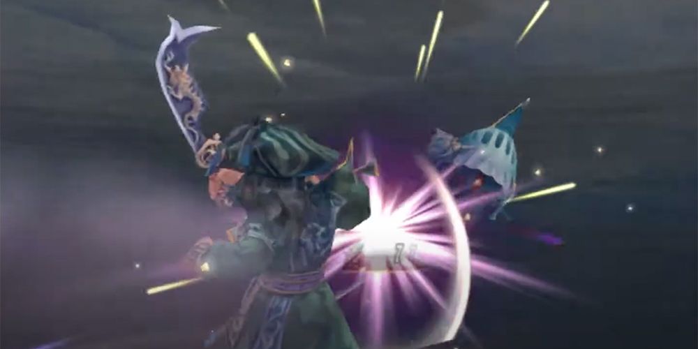 Hawke using a scimitar in Romancing Saga: Minstrel Song