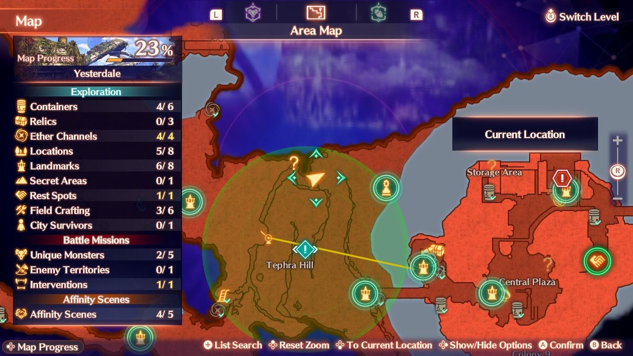 The location of a Dance Apple on the map in Xenoblade Chronicles 3: Future Redeemed.