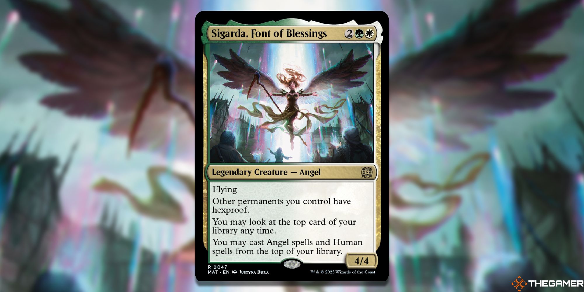 Sigarda, Font of Blessings card and artwork in Magic: The Gathering.