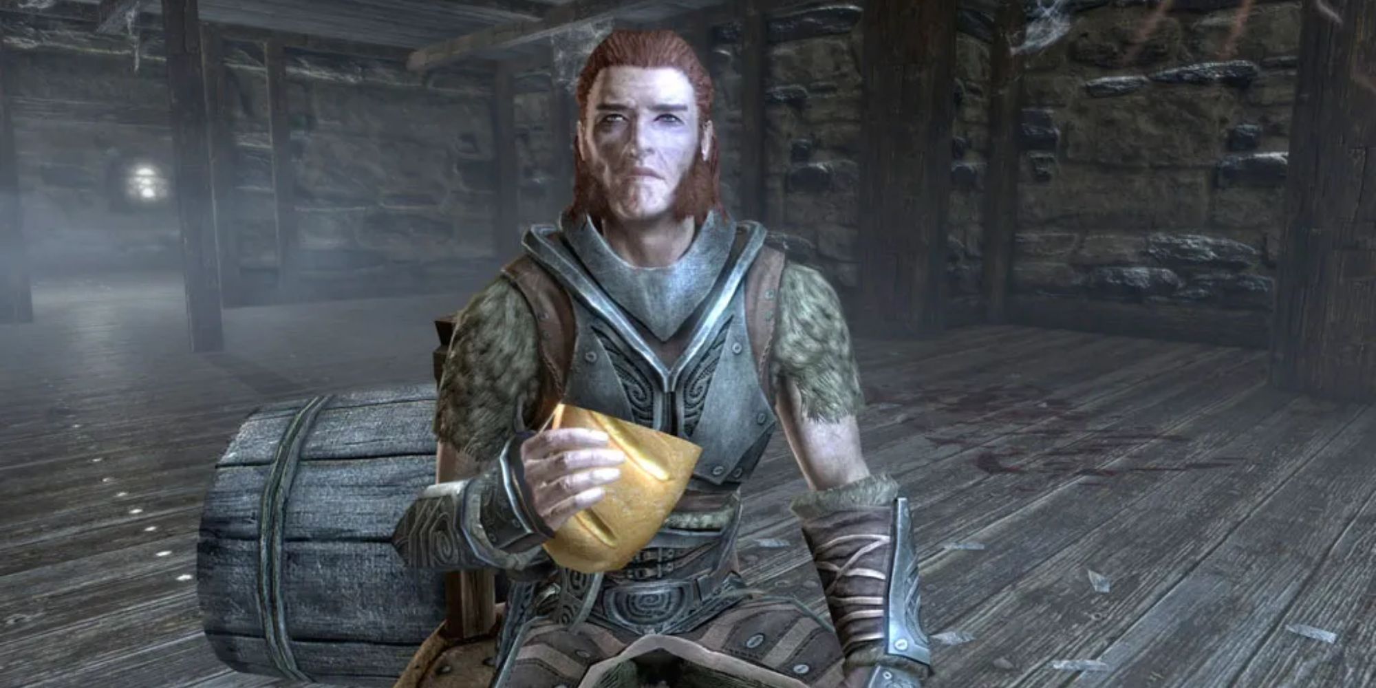 Calder in the dragonborn's Windhelm house from The Elder Scrolls 5: Skyrim