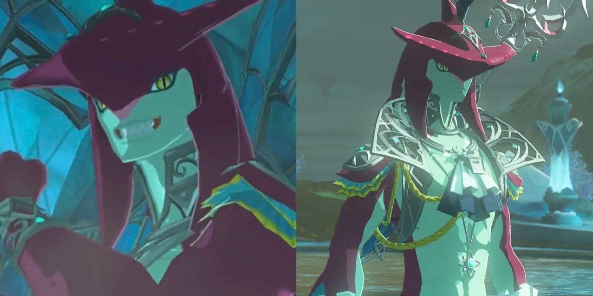 Split image of Sidon in Breath of the Wild and Tears of the Kingdom