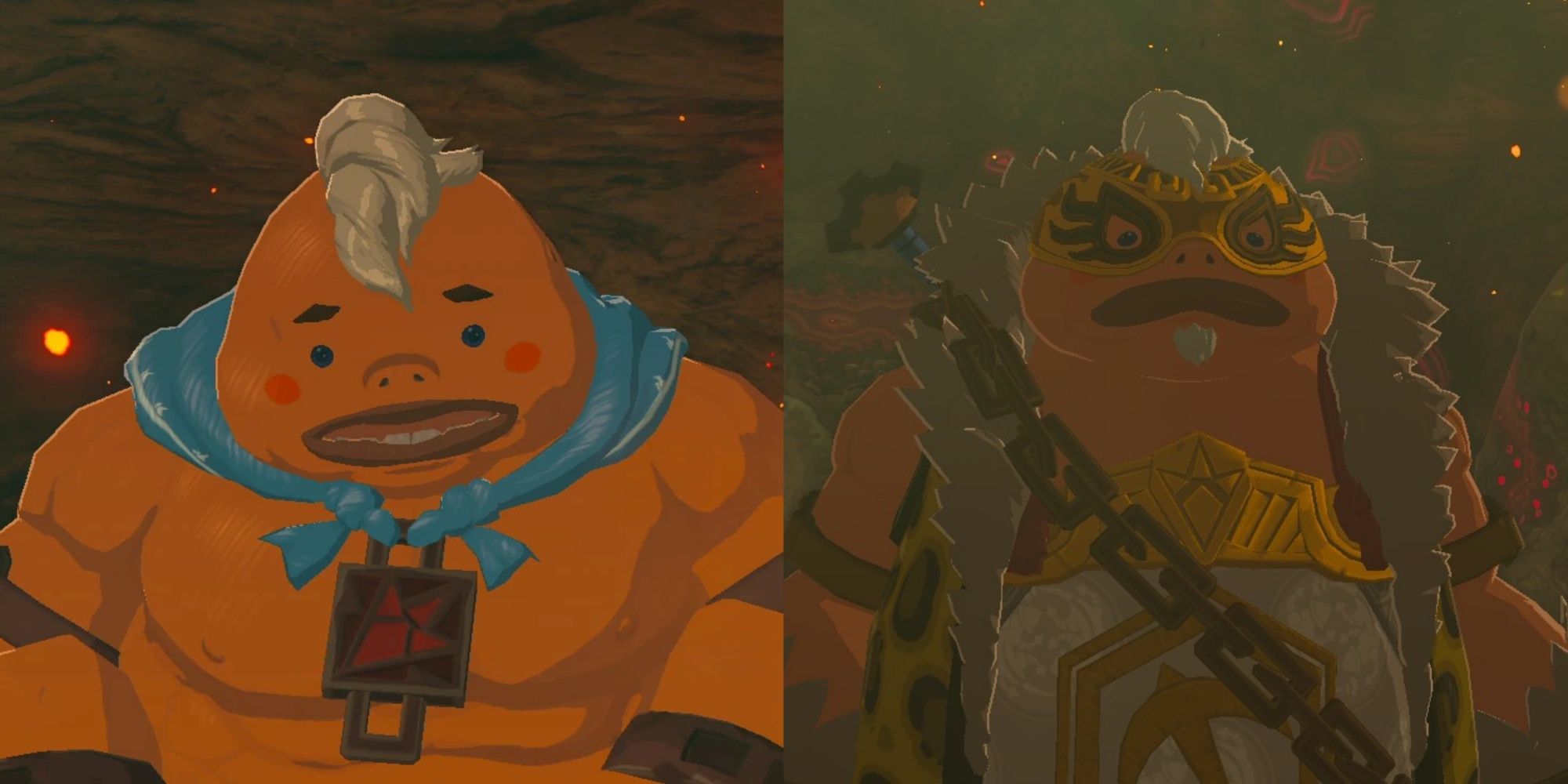 Split image of Yunobo in Breath of the Wild and Tears of the Kingdom