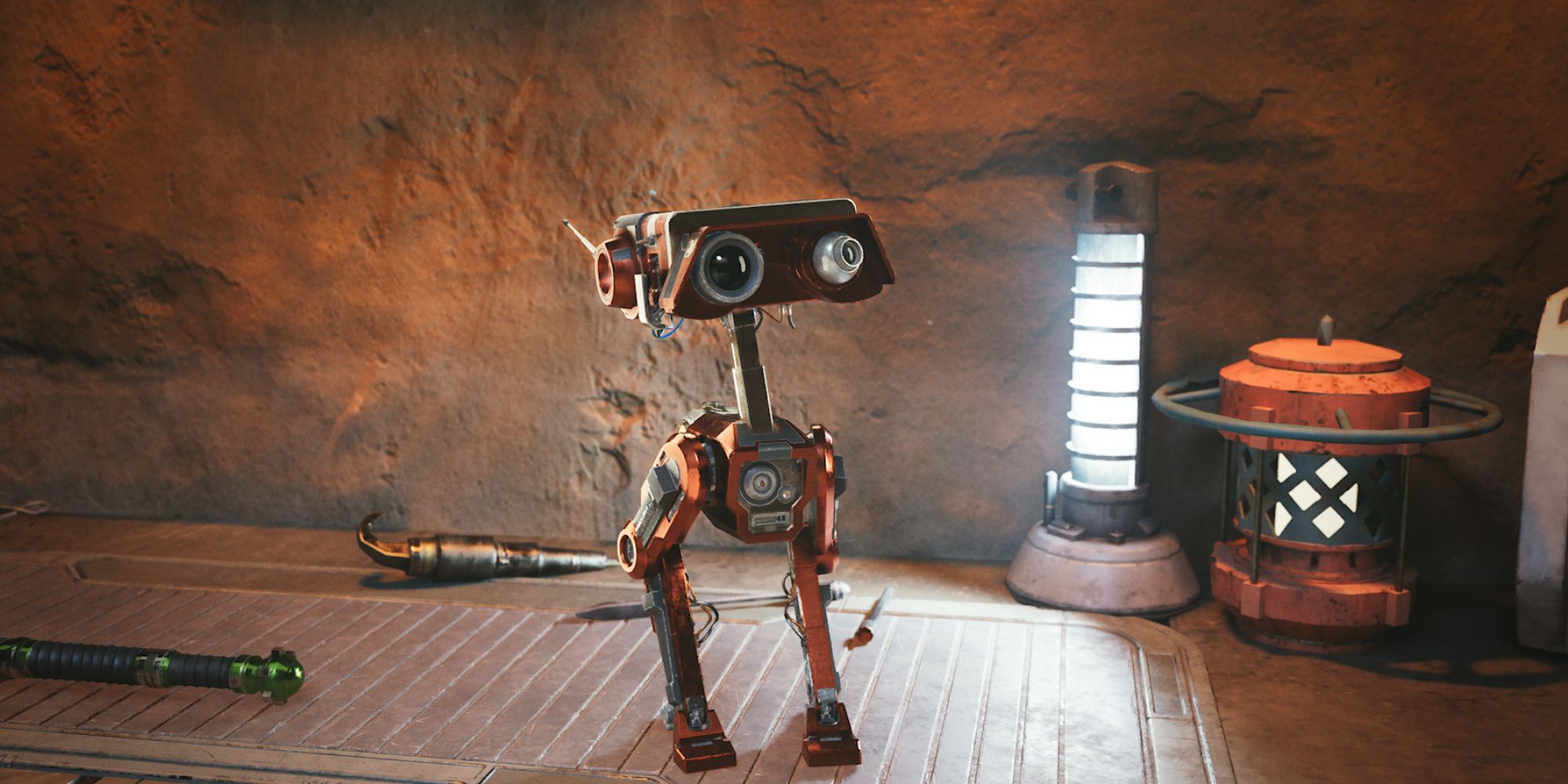 Star Wars Jedi Survivor Screenshot Of BD-1 On Workbench