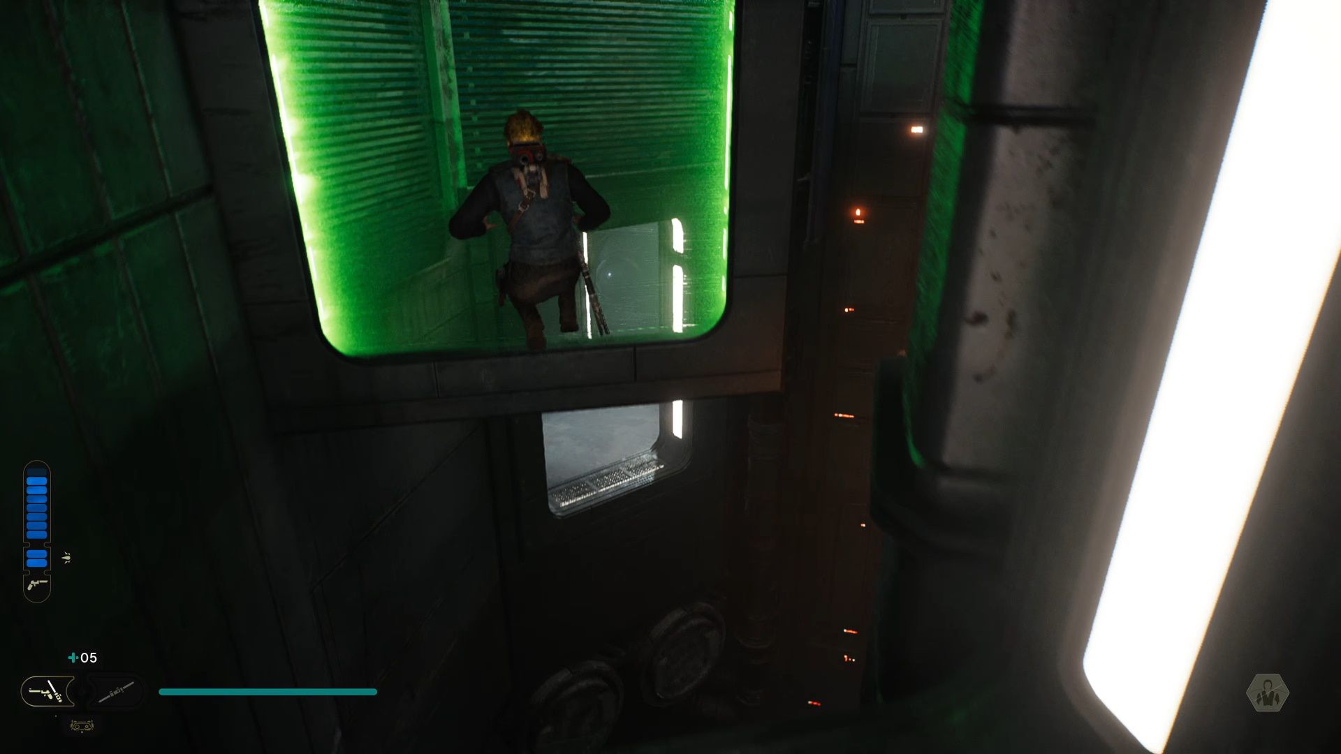 Star Wars Jedi Survivor, Cal dashing through the force field wall