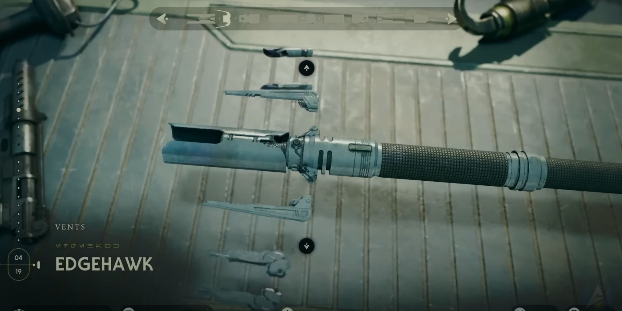 An image from Star Wars Jedi Survivor of the Edgehawk lightsaber Vent