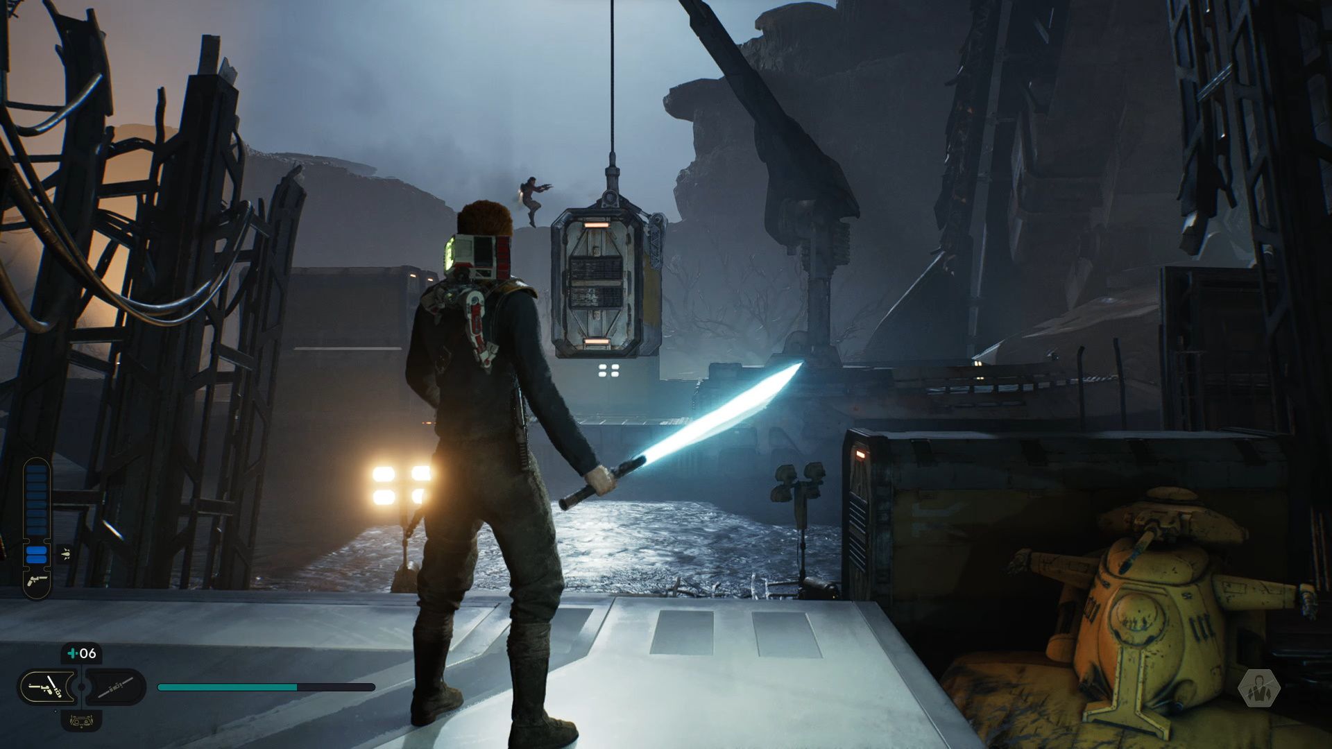 Star Wars Jedi Survivor, Getting Bode to shoot down the crate