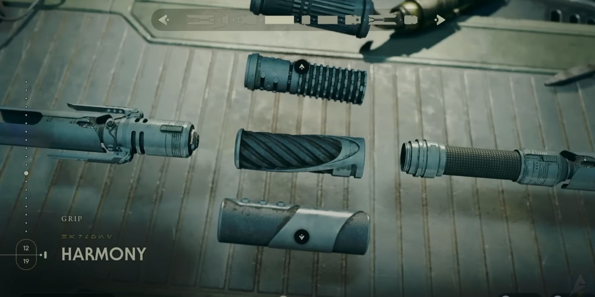 An image from Star Wars Jedi Survivor of the Harmony lightsaber Grip