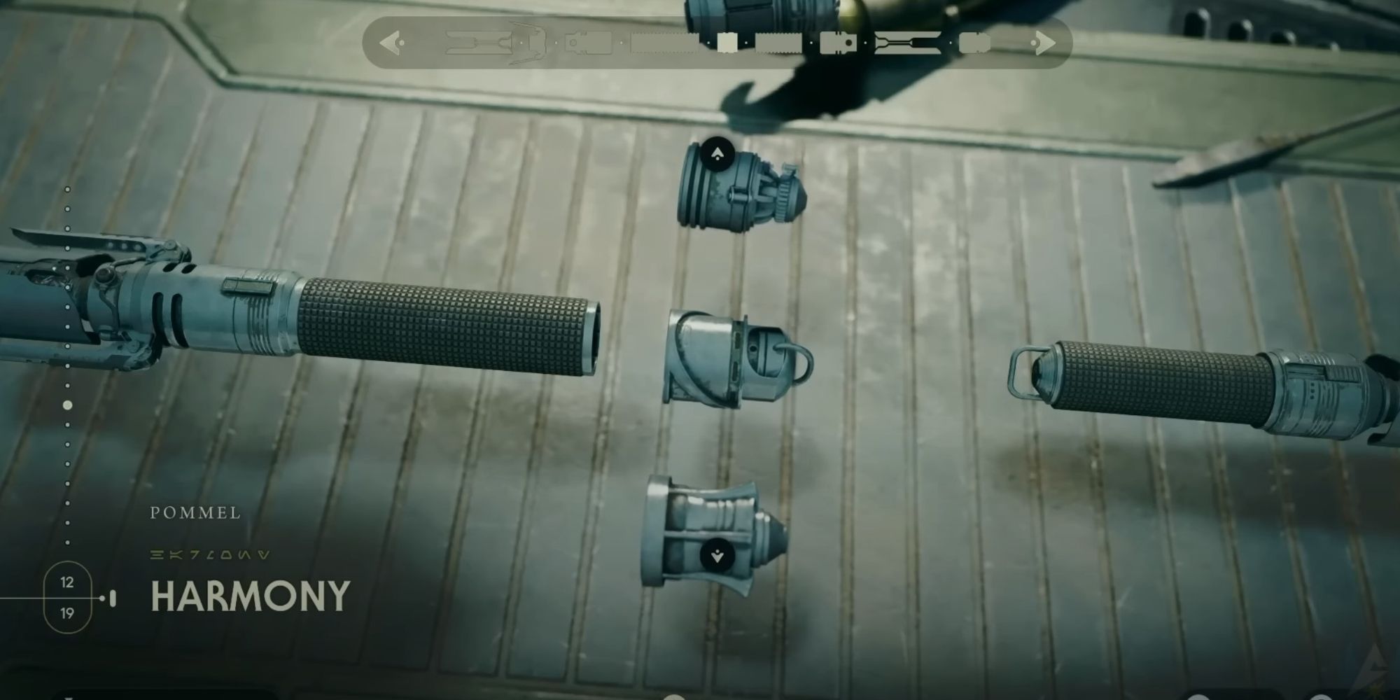 An image from Star Wars Jedi Survivor of the Harmony lightsaber Pommel 