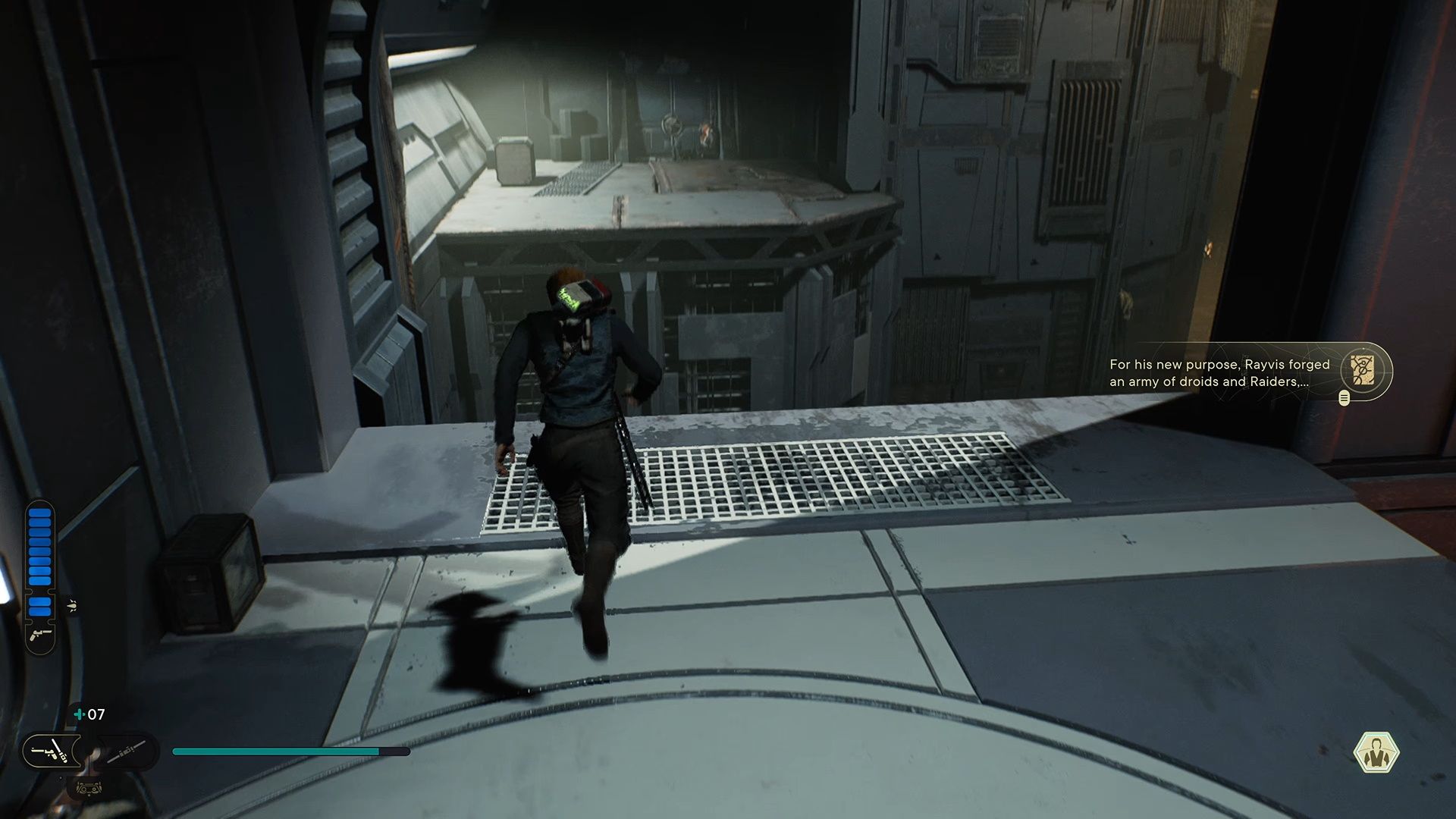 Star Wars Jedi Survivor, jumping across the gap to the chest