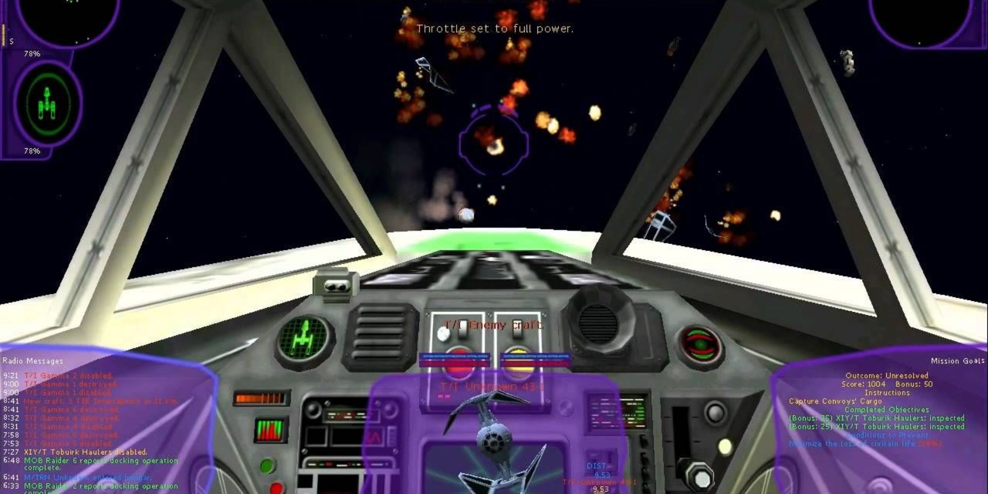 Star-Wars X-Wing Alliance Screenshot Of View From Cockpit While Destroying Ships