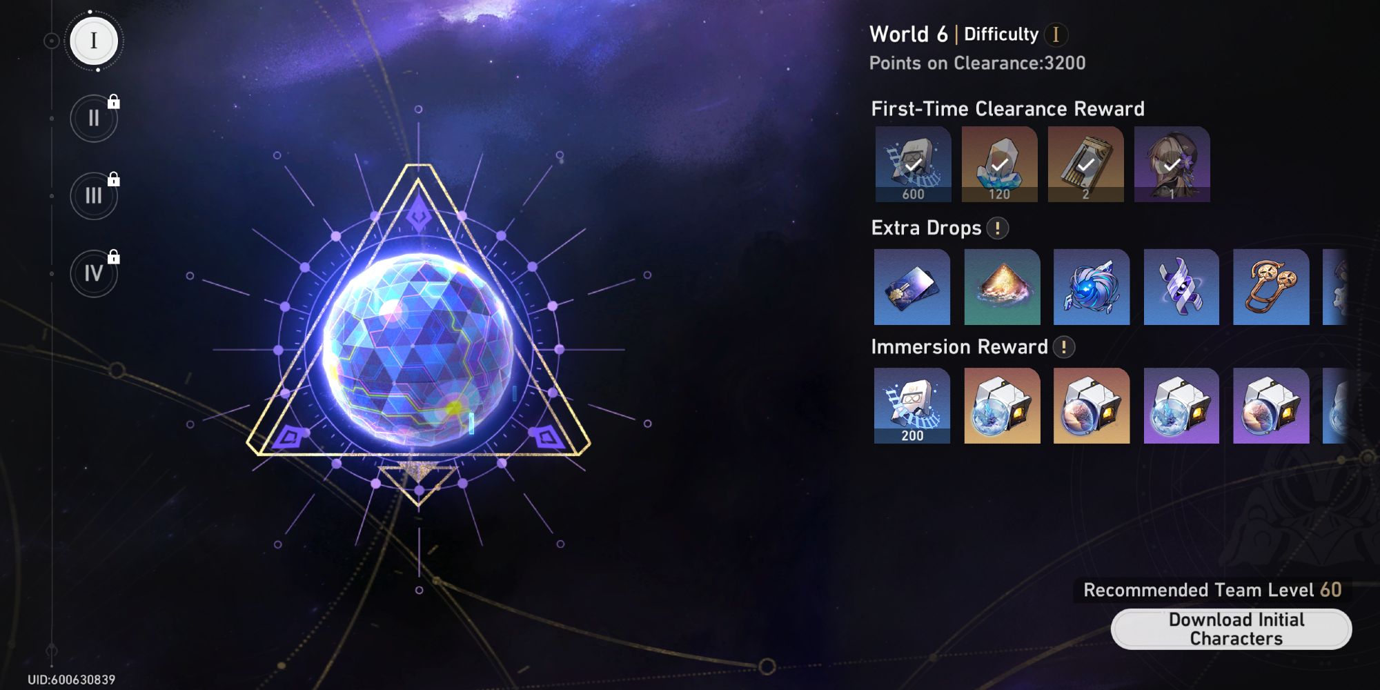 World 6 start screen in Honkai Star Rail
