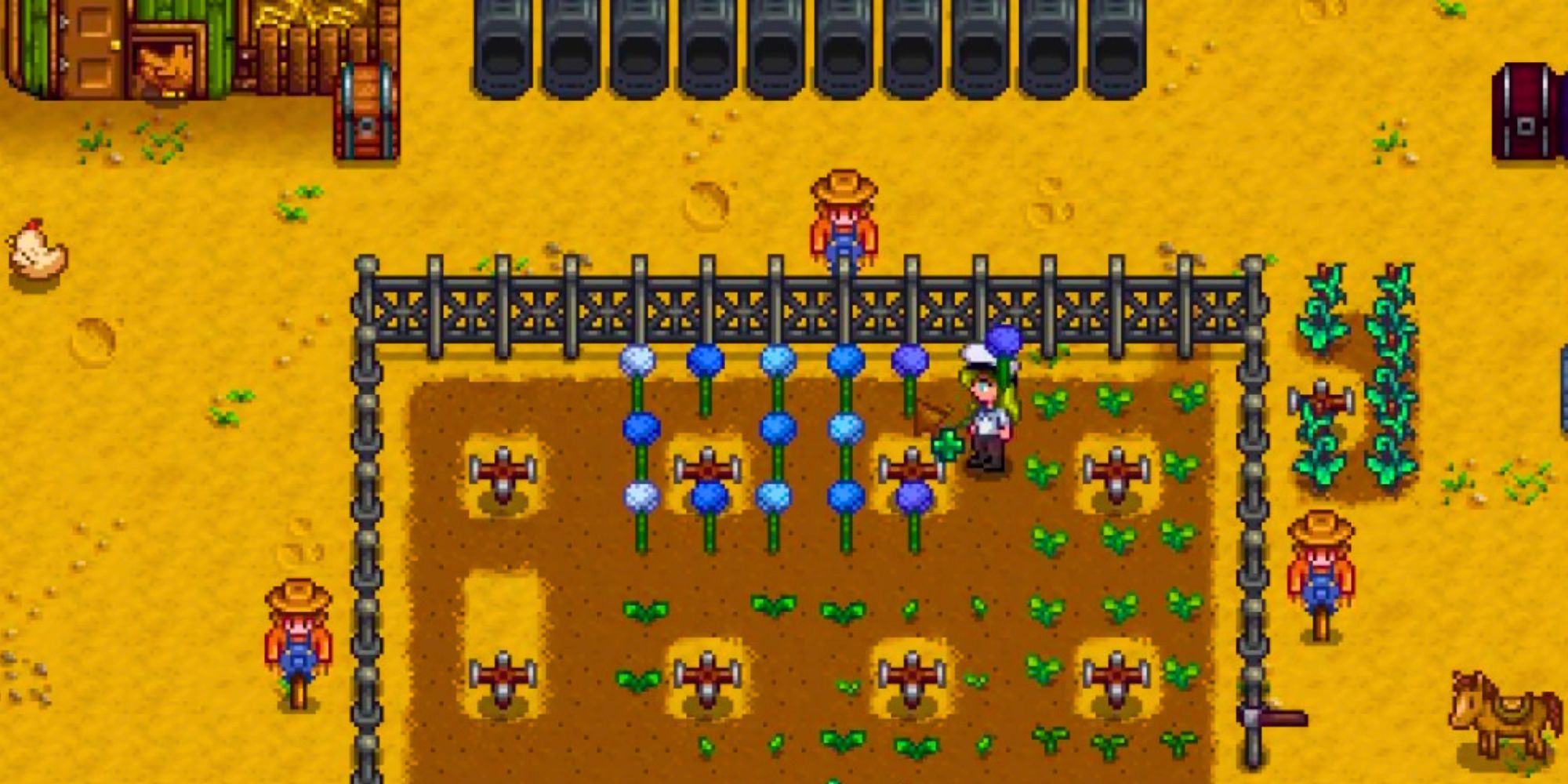 Blue Jazz flower in a Stardew Valley farm