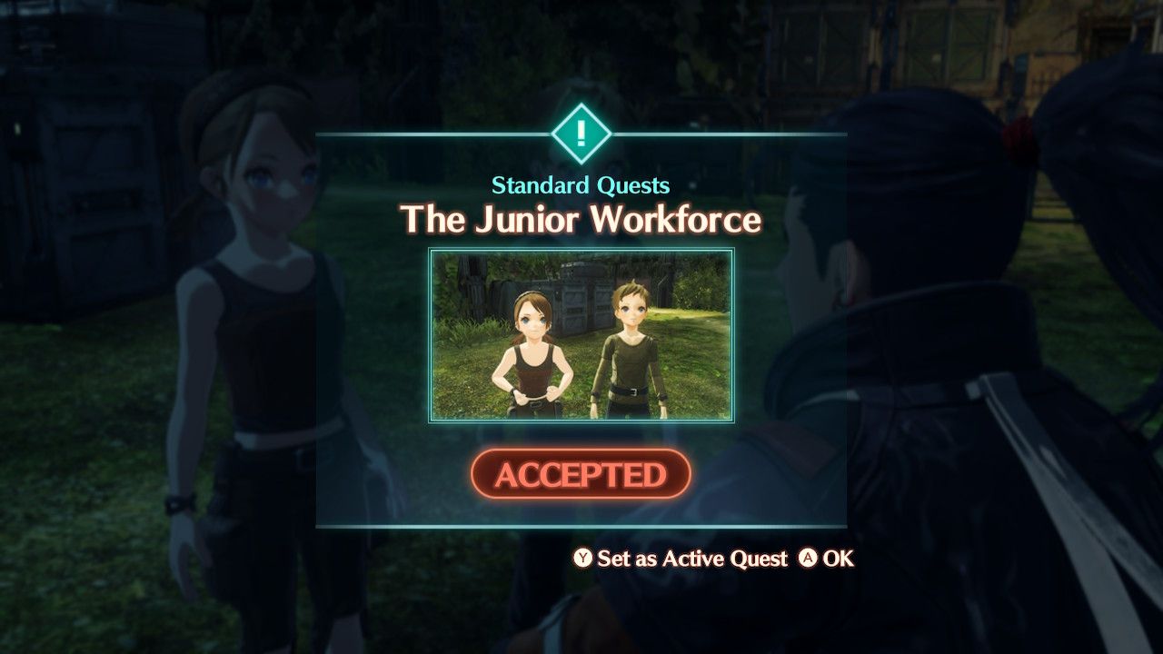 An image of the Junior Workforce quest being accepted in Xenoblade Chronicles 3: Future Redeemed.