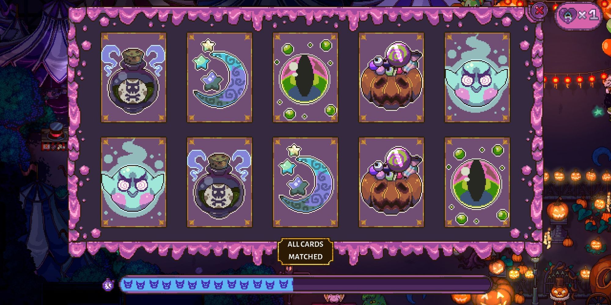 sun haven card matching game in carnival
