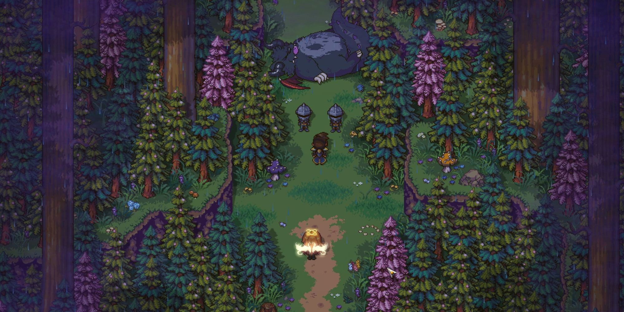 sun haven player walking up to nathaniel and guards next to snacoon