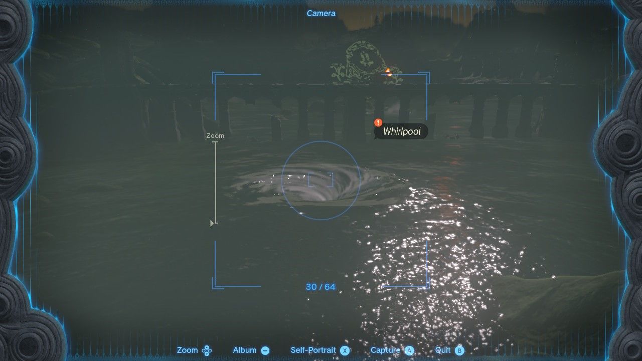 Taking a picture of the whirlpool in The Legend of Zelda Tears of the Kingdom