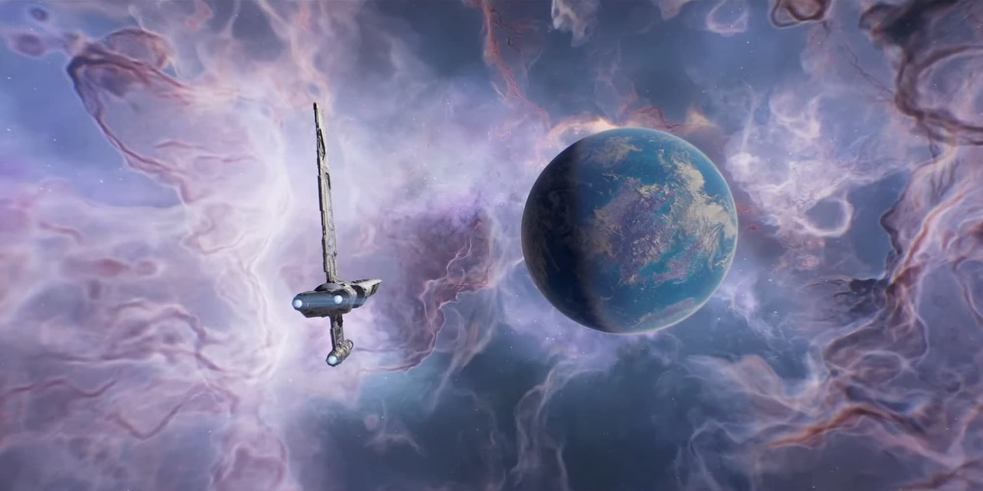 The Mantis approaches Tanalorr after making it through the Abyss in Star Wars Jedi: Survivor.