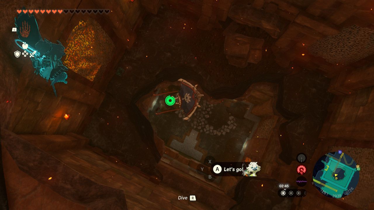 Tears of the Kingdom - Fire Temple - Diving down to the fifth gong