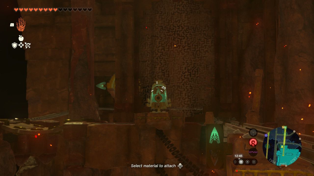 Tears of the Kingdom - Fire Temple - Firing an arrow at a device