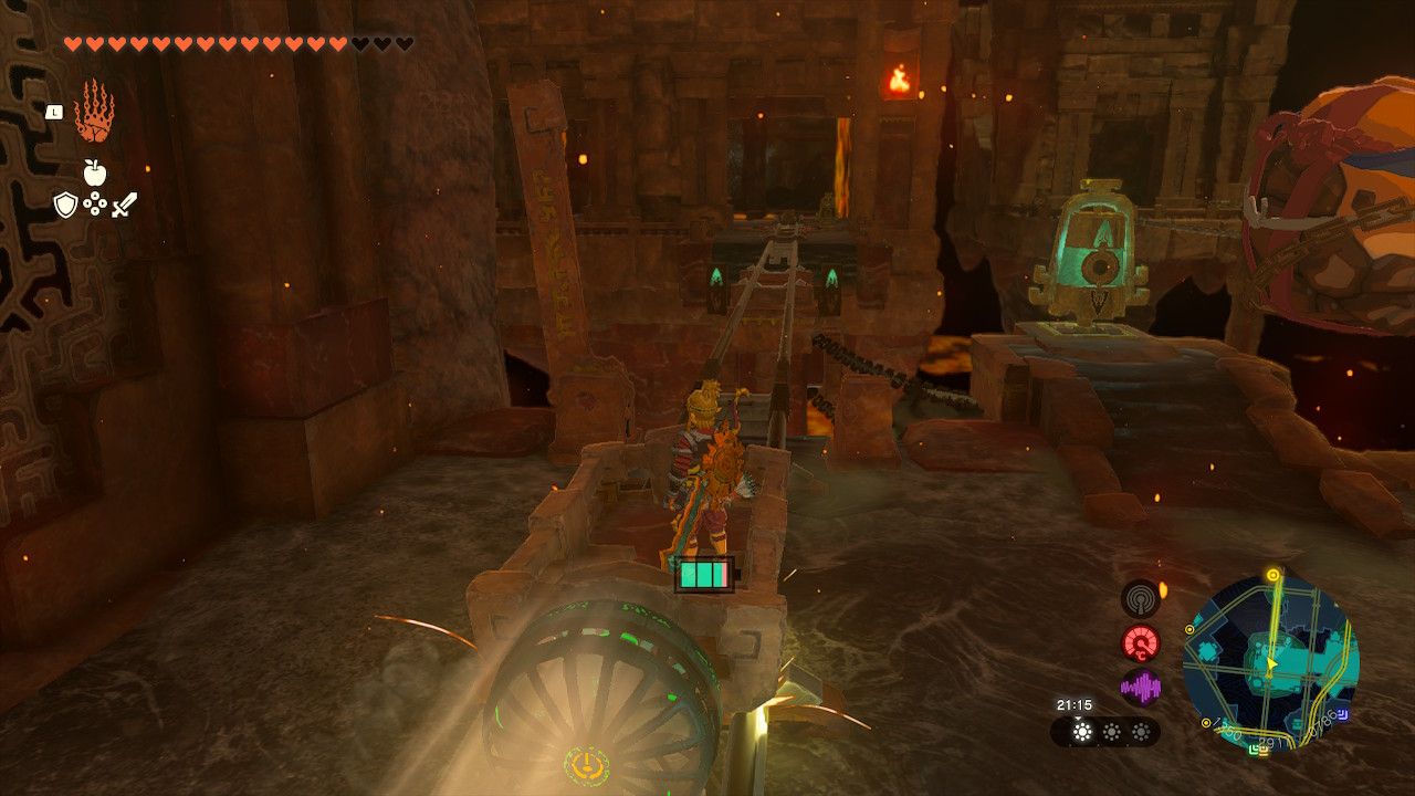 Tears of the Kingdom - Fire Temple - Getting across a gap in a minecart