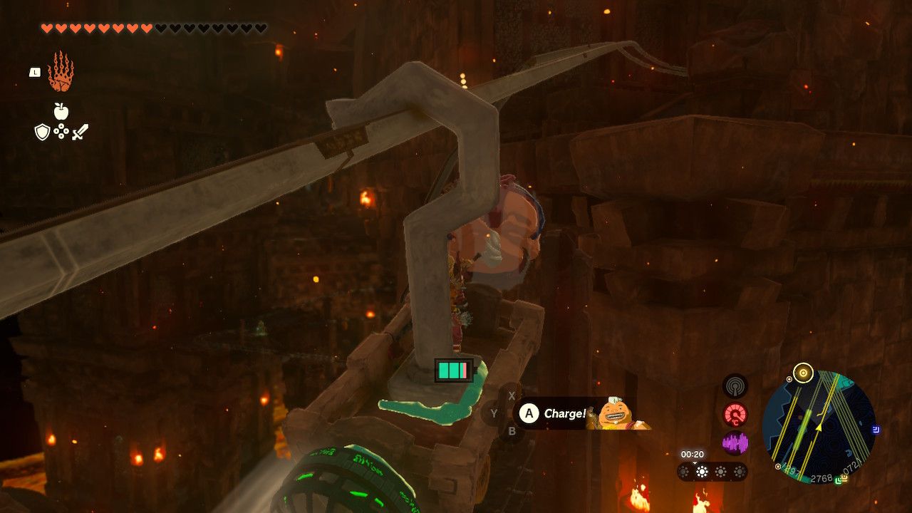 Tears of the Kingdom - Fire Temple - Minecart with a hook attached
