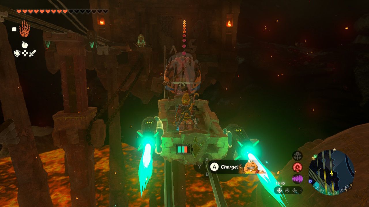 Tears of the Kingdom - Fire Temple - Rockets attached to a minecart