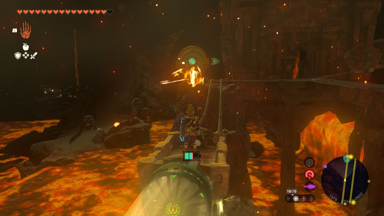 Tears of the Kingdom - Fire Temple - Using the rail with a minecart