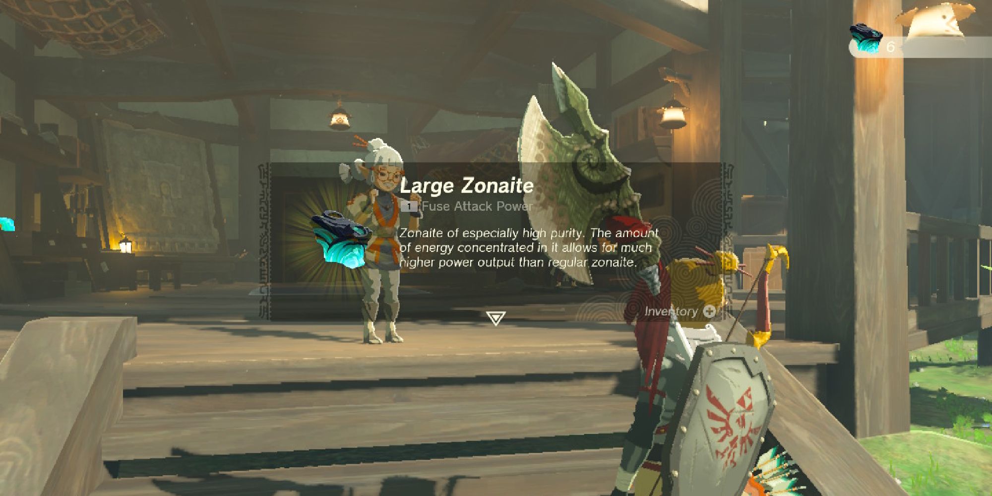tears of the kingdom josha giving link a piece of large zonaite ore