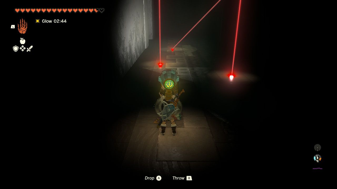 Tears of the Kingdom - Kikakin Shrine - Lasers in a dark corridor