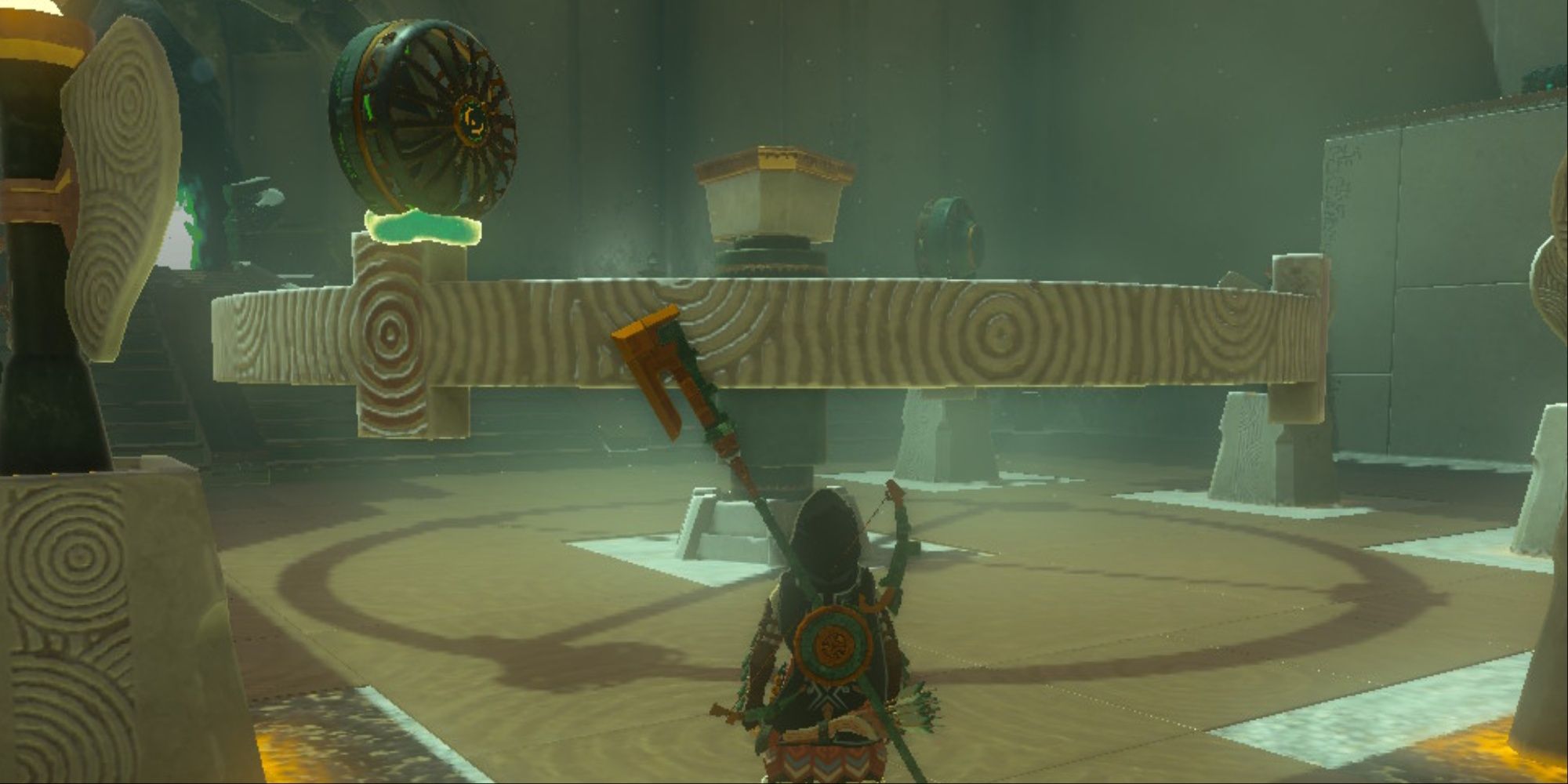 Tears of the Kingdom - Kisinona Shrine - Standing in front of the massive wheel
