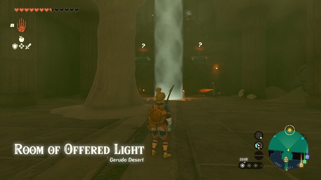 Tears of the Kingdom - Lightning Temple - A pillar of light surrounded by enemies