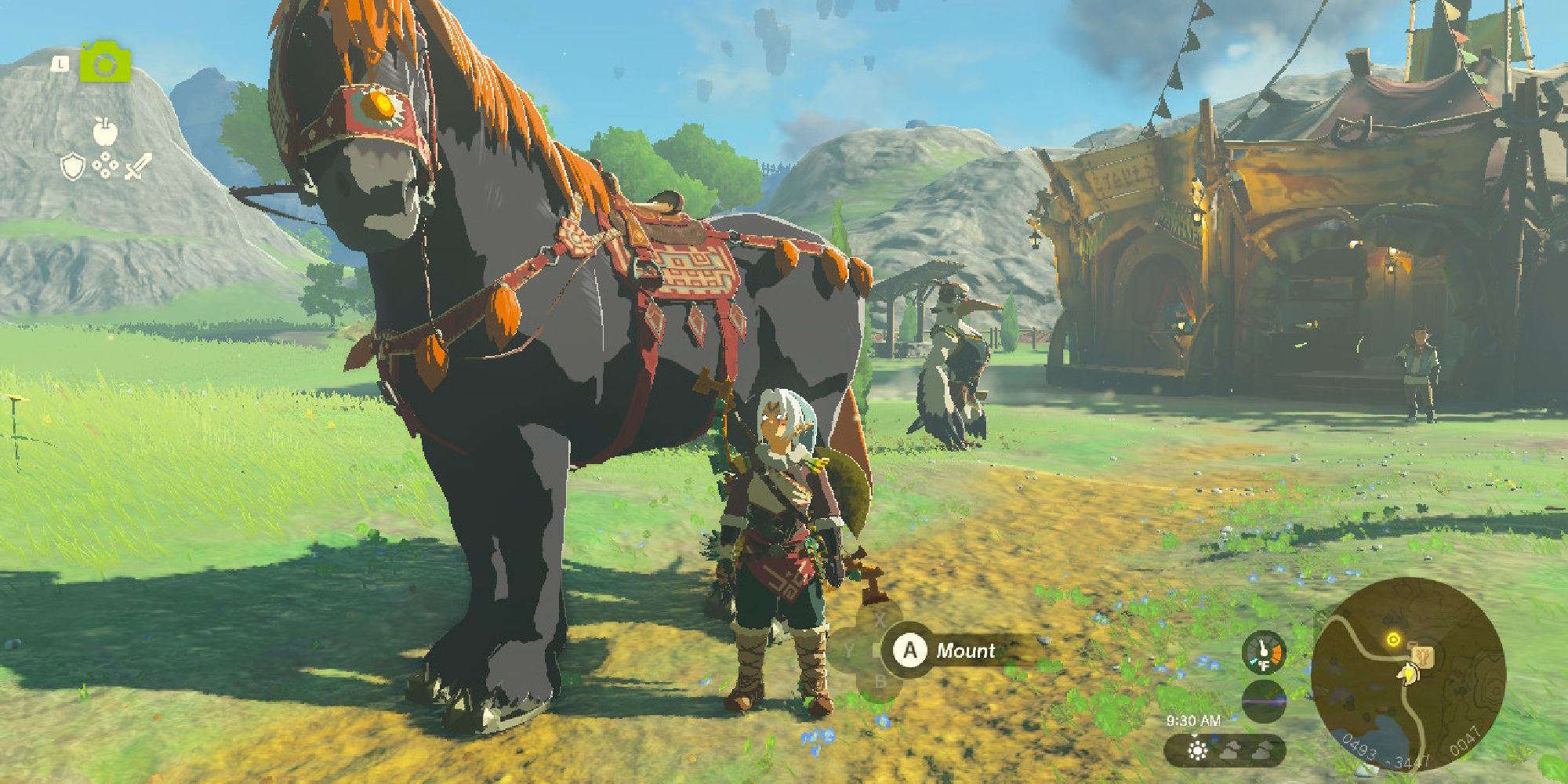 tears of the kingdom link standing next to ganons horse