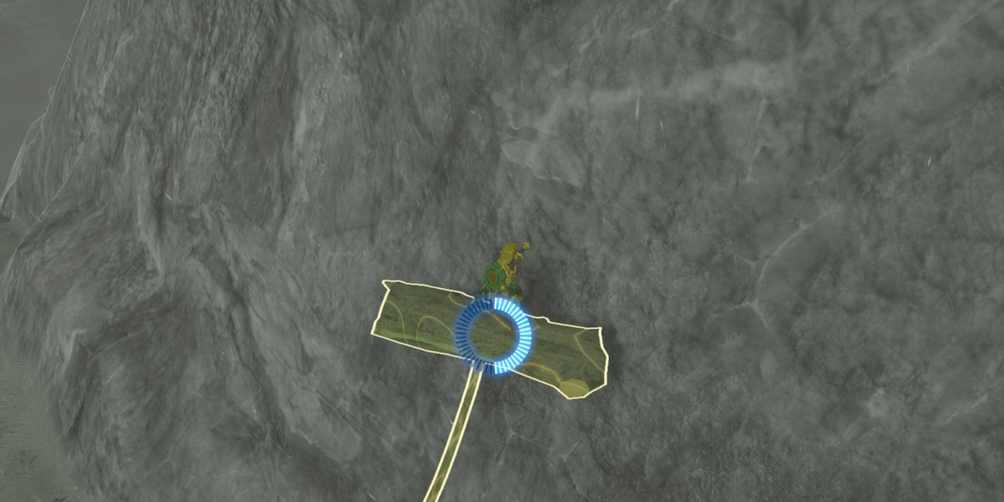 Tears of the Kingdom - Link using a log as an elevator near mountain