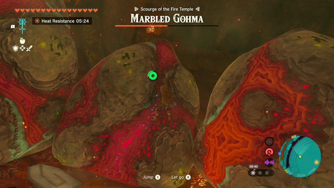 Tears of the Kingdom - Marbled Gohma -  Climbing a ring of explosive rocks