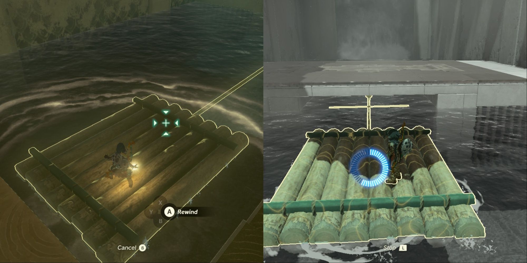 Tears of the Kingdom - Nachoyah Shrine - Using Recall to travel upstream on a platform