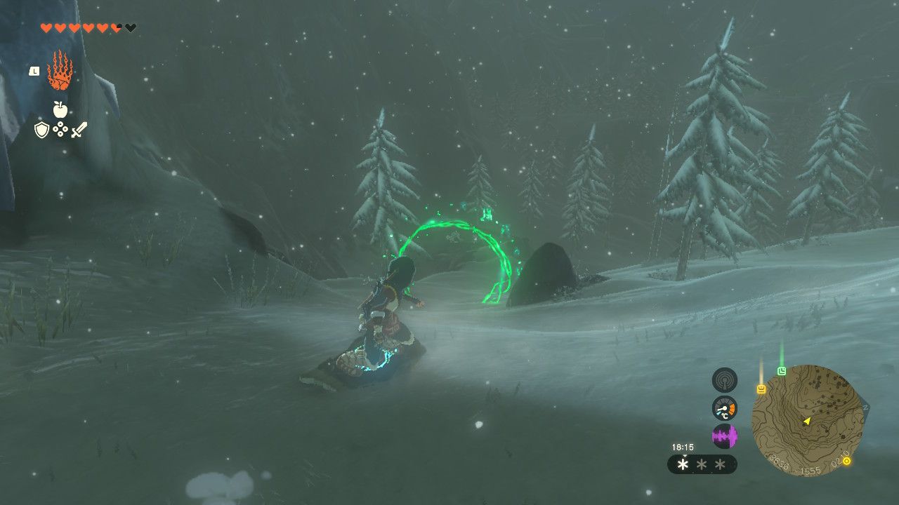 Tears of the Kingdom - The Spring and the Light Rings - Sledding down rings on Mount Lanayru