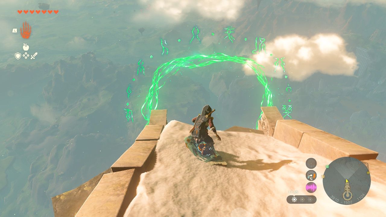 Tears of the Kingdom - The Spring and the Light Rings - Sledding down to the first ring